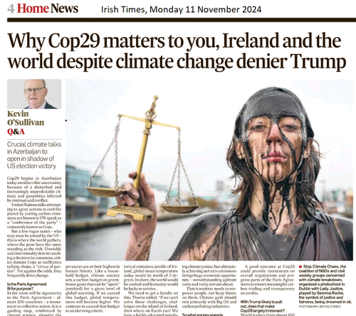 Irish Times Lady Justice COP Photo Stunt November 2024