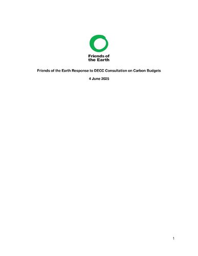 FoE Submission to DECC Consultation on Proposed Carbon Budgets 3 and 4