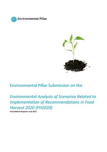 Publication cover - Environmental Pillar Submission on the Analysis of the Environmental Impacts of FH2020